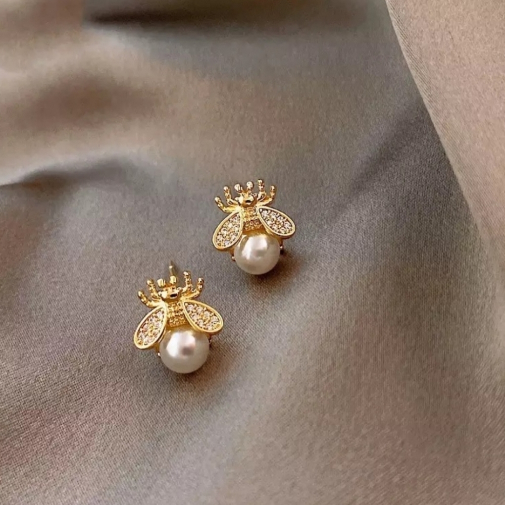 Small Golden Bee Earrings